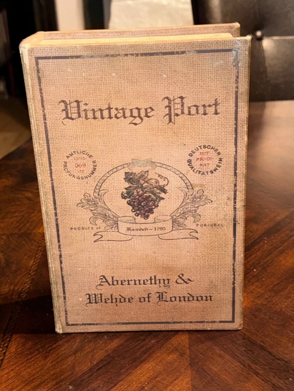 Vintage Tan Decorative Book Box with Brown Accents Stash Box for your bookcase!